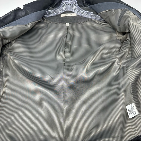 J Brand Zooey Linen Leather Trim Blazer Slate Gray Black Size 4 - Picture 6 of 9